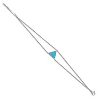 Stainless Steel Polished Bracelet with Reconstructed Howlite with Ext., 1.25" view 2