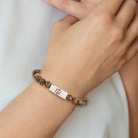 Stainless Steel Polished Medical ID Tiger's Eye Bead Stretch Bracelet view 4