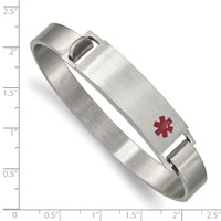 Chisel Stainless Steel Brushed Bangle with Red Enamel 8.00mm Medical ID view 3
