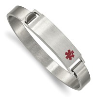 Chisel Stainless Steel Brushed Bangle with Red Enamel 8.00mm Medical ID view 1