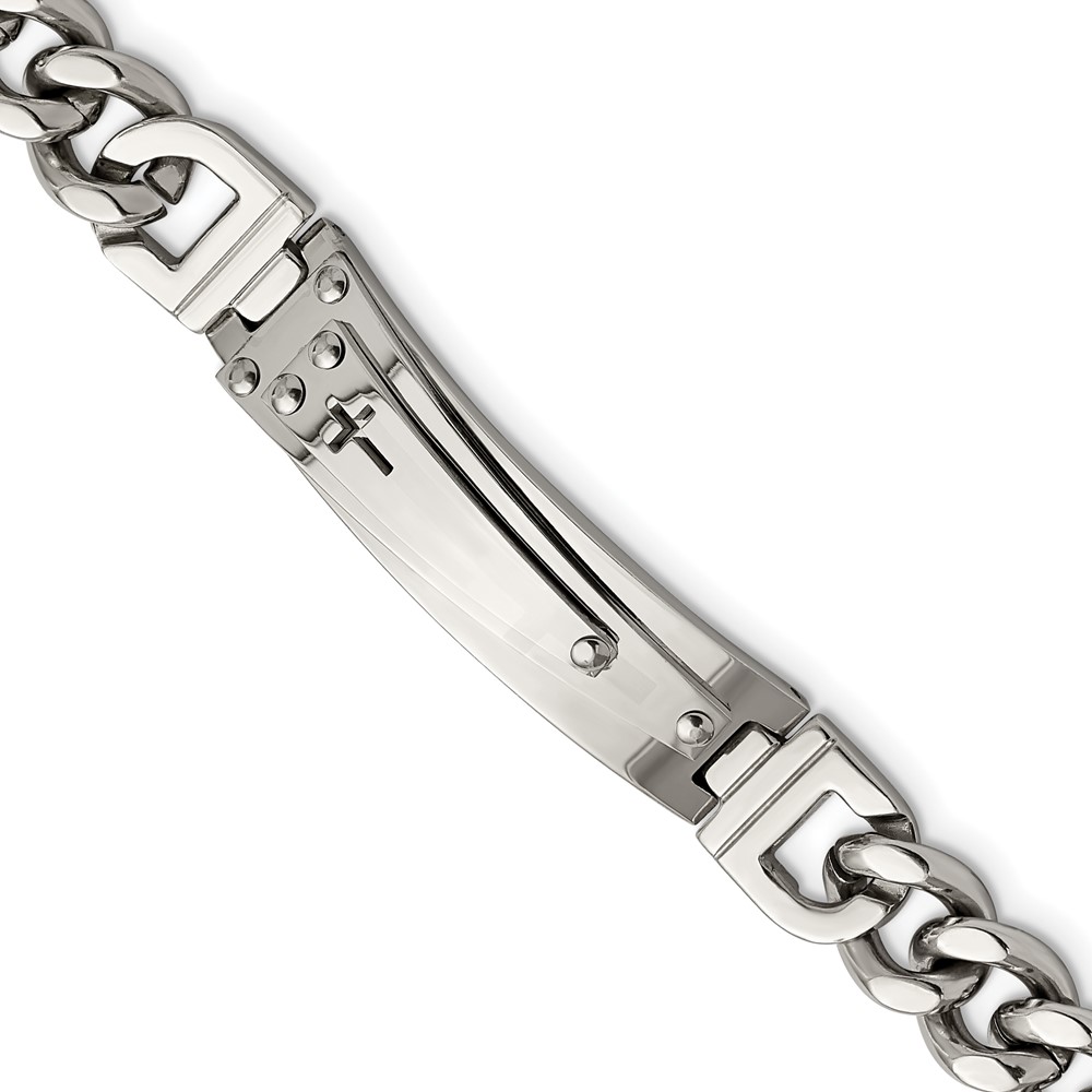 Stainless Steel Polished Cross 8.25in ID Bracelet