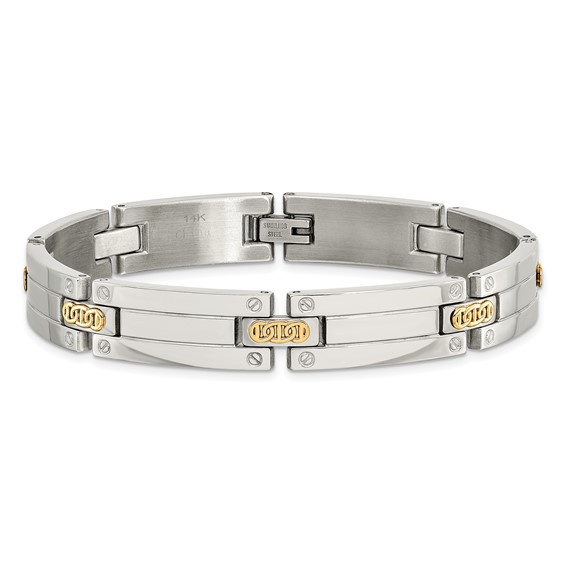 Chisel Stainless Steel with 14k Gold Accent Polished 8.5 inch Link Bracelet