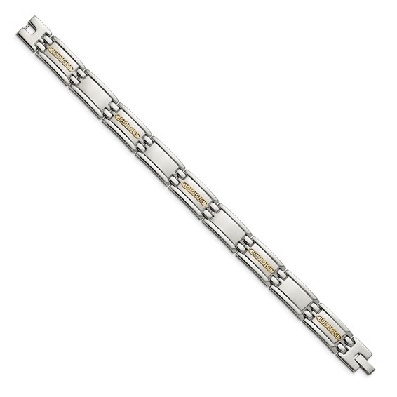 Chisel Stainless Steel with 14k Gold Accent Polished 8.75 inch Link Bracelet