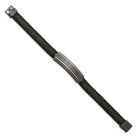 Chisel Stainless Steel Brushed and Polished Gun Metal IP-plated Black Rubber 8.5 inch Bracelet