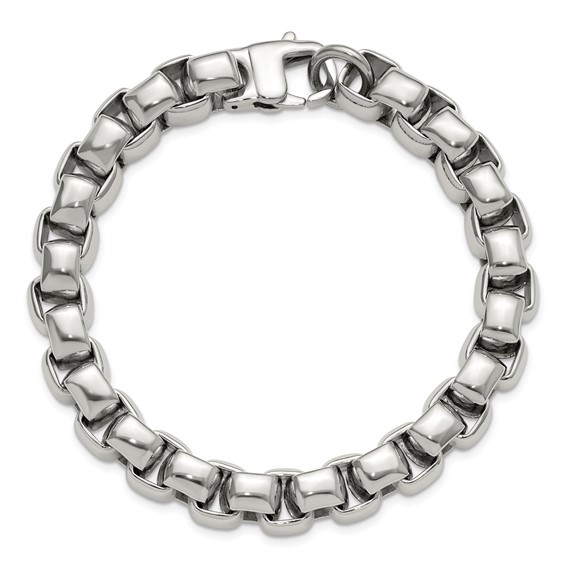 Chisel Stainless Steel Polished 8.5 inch Square Link Bracelet