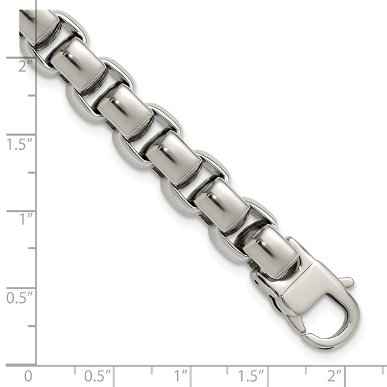 Chisel Stainless Steel Polished 8.5 inch Square Link Bracelet