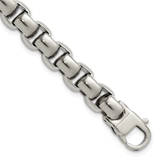Chisel Stainless Steel Polished 8.5 inch Square Link Bracelet