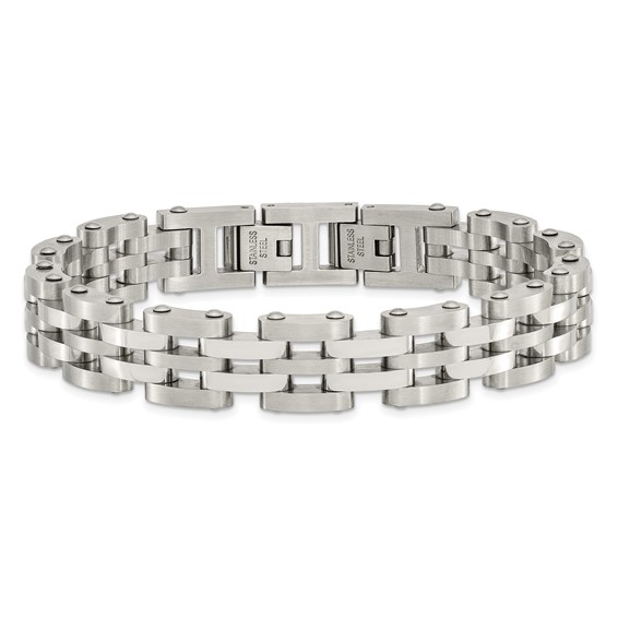Chisel Stainless Steel Brushed and Polished 8.75 inch Link Bracelet