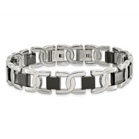 Chisel Stainless Steel Polished Black IP-plated Fancy Link Bracelet, 8" view 4
