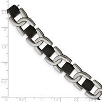 Chisel Stainless Steel Polished Black IP-plated Fancy Link Bracelet, 8" view 5