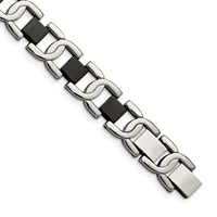Chisel Stainless Steel Polished Black IP-plated Fancy Link Bracelet, 8" view 1