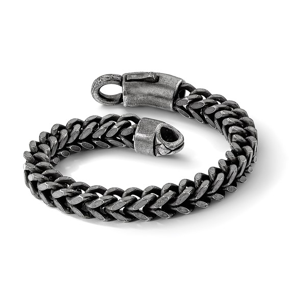 Chisel Stainless Steel Antiqued and Brushed Heavy Wheat 9 inch Bracelet