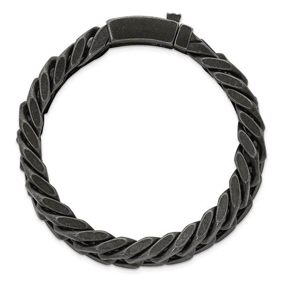 Chisel Stainless Steel Antiqued and Brushed 15mm 8.5 inch Curb Bracelet