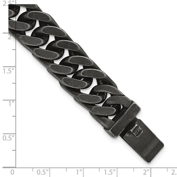Chisel Stainless Steel Antiqued and Brushed 15mm 8.5 inch Curb Bracelet