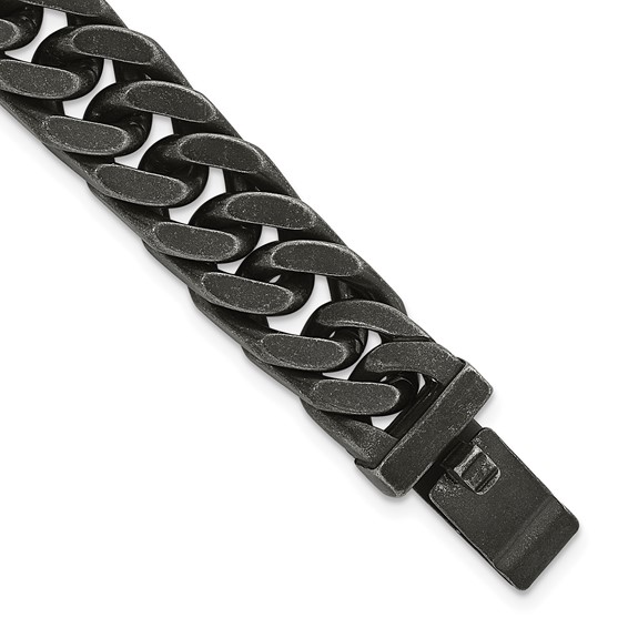 Chisel Stainless Steel Antiqued and Brushed 15mm 8.5 inch Curb Bracelet