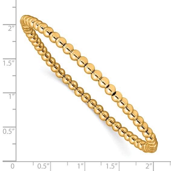 Stainless Steel Polished Yellow IP 4mm Beaded Stretch Bracelet