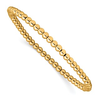 Stainless Steel Polished Yellow IP 4mm Beaded Stretch Bracelet