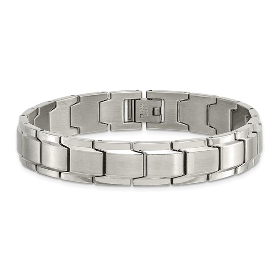 Chisel Stainless Steel Brushed and Polished 8.25 inch Link Bracelet