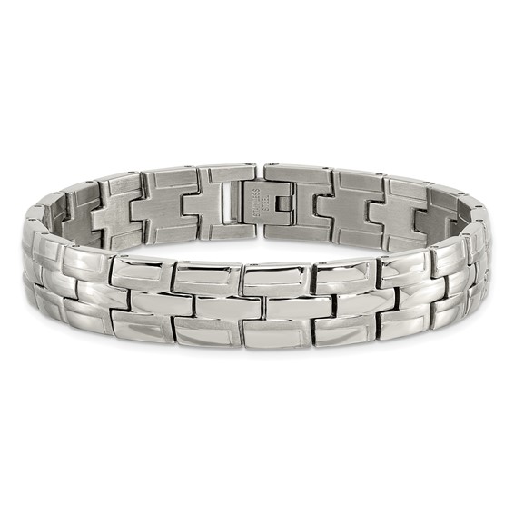 Chisel Stainless Steel Brushed and Polished 8.5 inch Link Bracelet