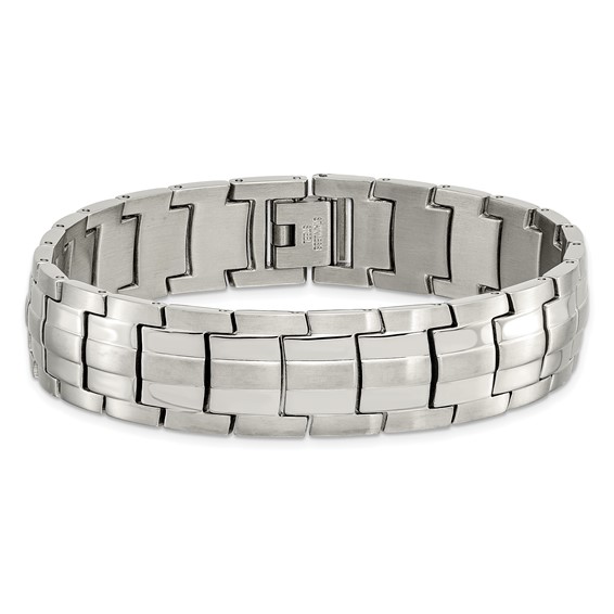 Chisel Stainless Steel Brushed and Polished 8.5 inch Link Bracelet