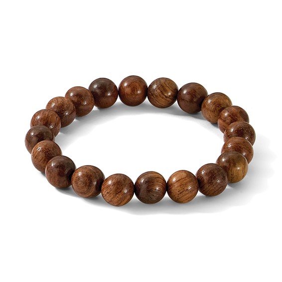 Chisel 10mm Burma Padauk Wood Beaded Stretch Bracelet