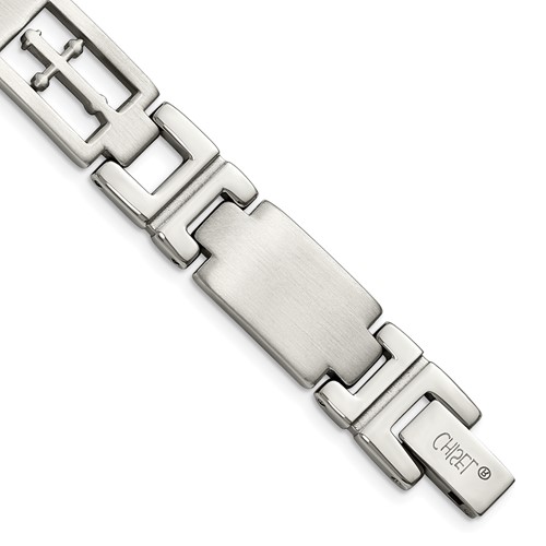 Chisel Stainless Steel Brushed and Polished Cross Link Bracelet, 8.5"