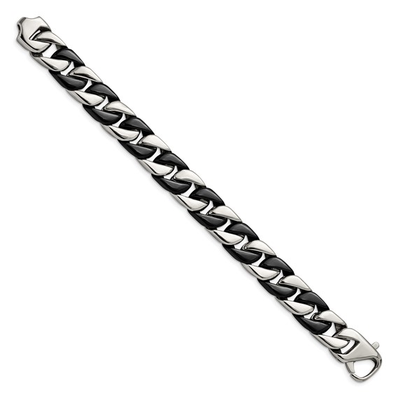 Chisel Stainless Steel Polished Black IP-plated 8.5 inch Curb Bracelet