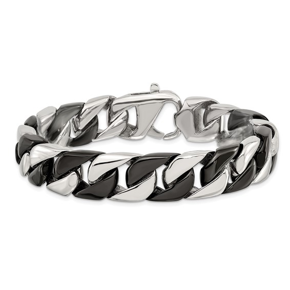 Chisel Stainless Steel Polished Black IP-plated 8.5 inch Curb Bracelet