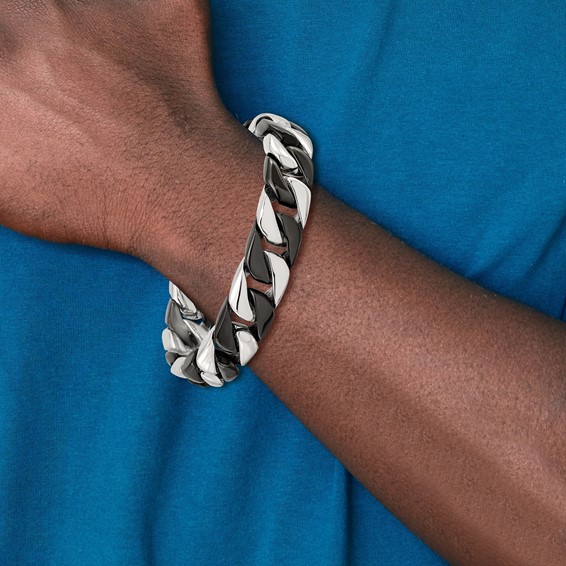 Chisel Stainless Steel Polished Black IP-plated 8.5 inch Curb Bracelet