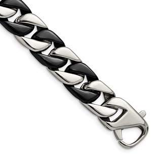 Chisel Stainless Steel Polished Black IP-plated 8.5 inch Curb Bracelet