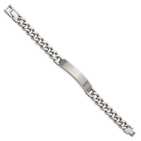 Chisel Stainless Steel Brushed and Polished Curb Chain 8.5 inch ID Bracelet with .5 inch Extension