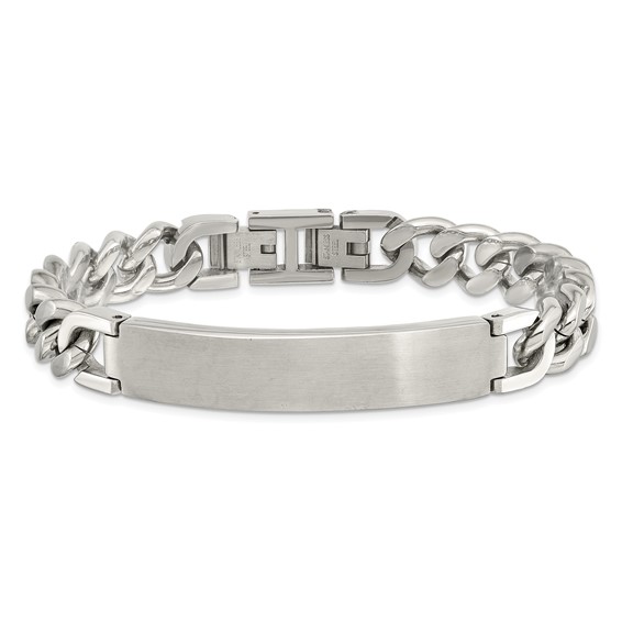 Chisel Stainless Steel Brushed and Polished Curb Chain 8.5 inch ID Bracelet with .5 inch Extension