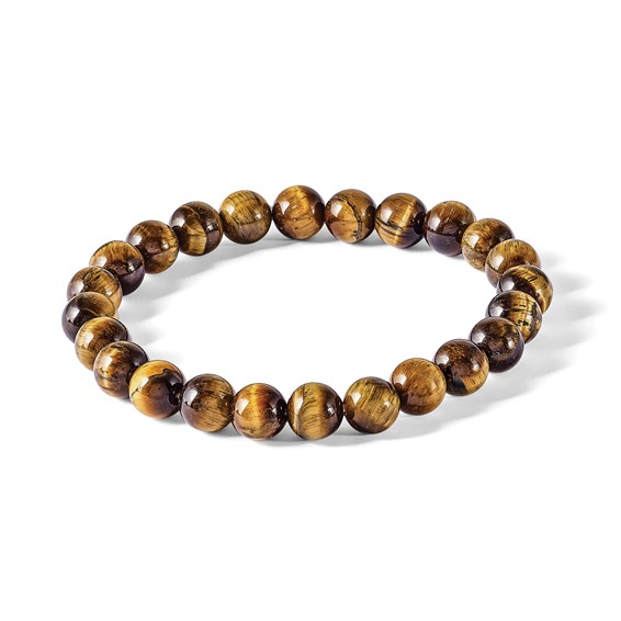 Chisel 8mm Yellow Tiger's Eye Agate Beaded Stretch Bracelet