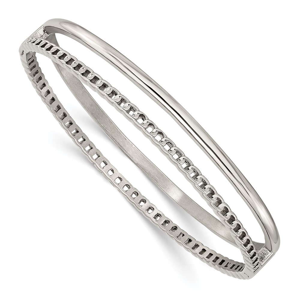 Stainless Steel Polished 9.25mm Hinged Bangle
