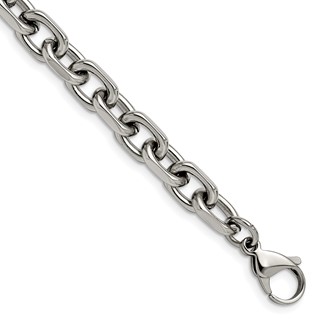 Chisel Stainless Steel Polished 8.5mm 8.75 inch Cable Bracelet