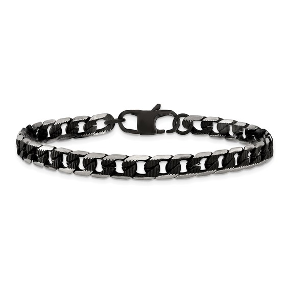 Chisel Stainless Steel Black IP-plated Textured Curb Chain