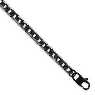 Chisel Stainless Steel Black IP-plated Textured Curb Chain