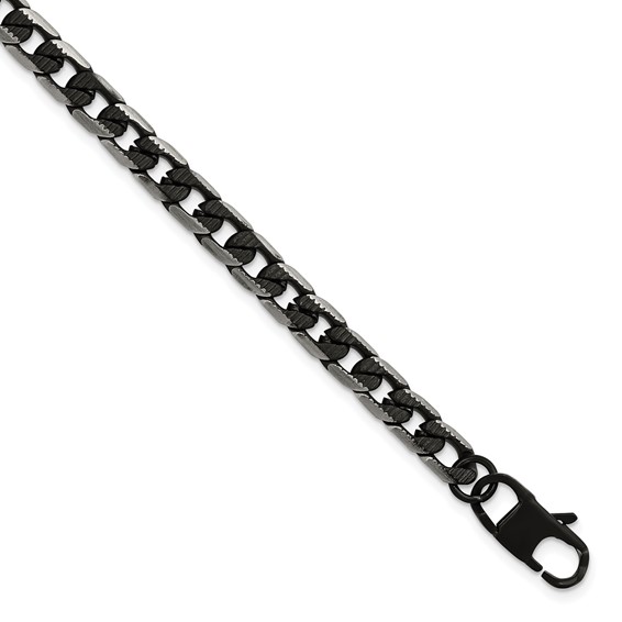 Chisel Stainless Steel Black IP-plated Textured Curb Chain