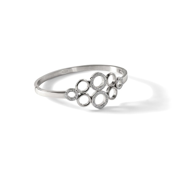 Chisel Stainless Steel Polished with Preciosa Crystal Hinged Bangle