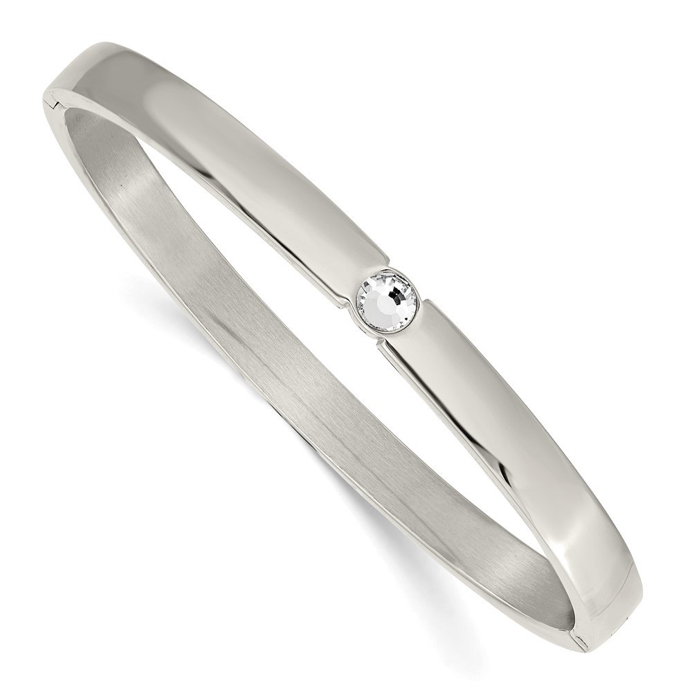 Stainless Steel Polished with Preciosa Crystal 6mm Hinged Bangle