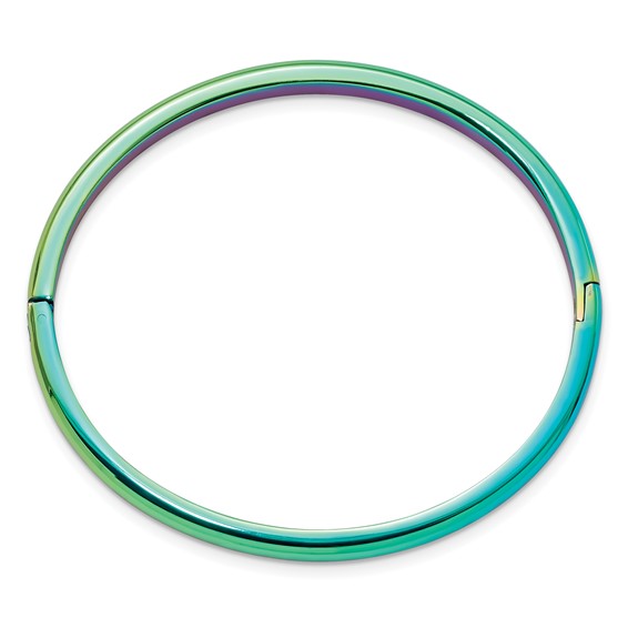 Chisel Stainless Steel Polished Rainbow IP-plated 4mm Hinged Bangle