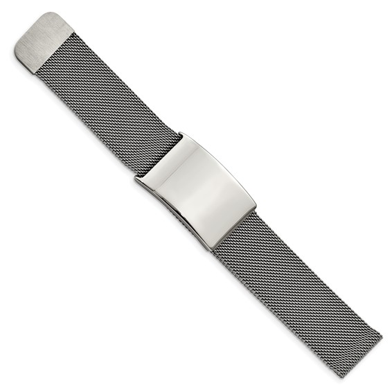 Chisel Stainless Steel Polished Mesh Adjustable ID Bracelet