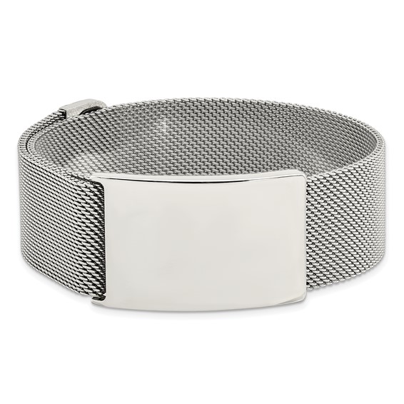 Chisel Stainless Steel Polished Mesh Adjustable ID Bracelet