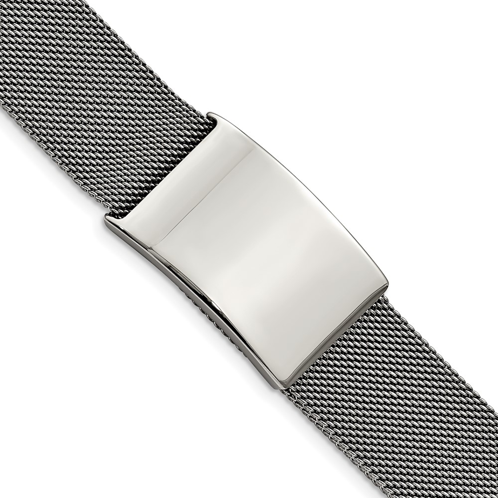 Stainless Steel Polished Mesh Adjustable ID Bracelet