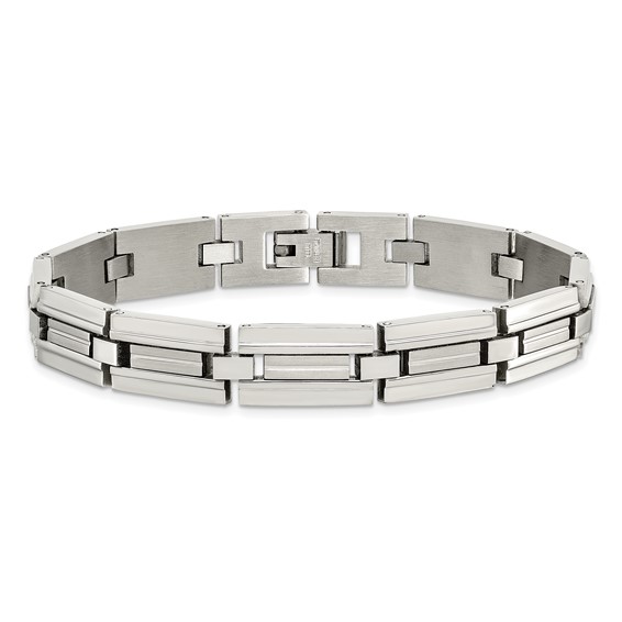 Chisel Stainless Steel Brushed and Polished 8.5 inch Link Bracelet