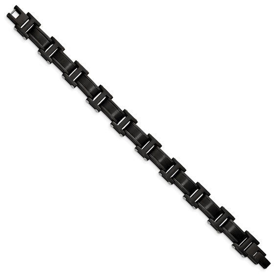 Chisel Stainless Steel Brushed and Polished Black IP-plated 8.25 inch Link Bracelet