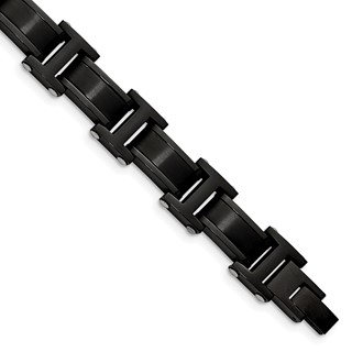 Chisel Stainless Steel Brushed and Polished Black IP-plated 8.25 inch Link Bracelet