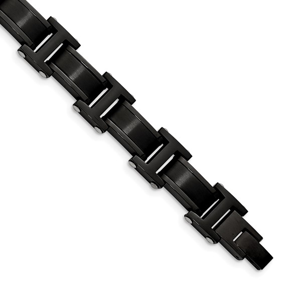 Chisel Stainless Steel Brushed and Polished Black IP-plated 8.25 inch Link Bracelet