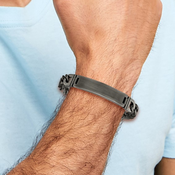 Chisel Stainless Steel Brushed Antiqued White Bronze Plated Curb Chain 8.75 inch ID Bracelet