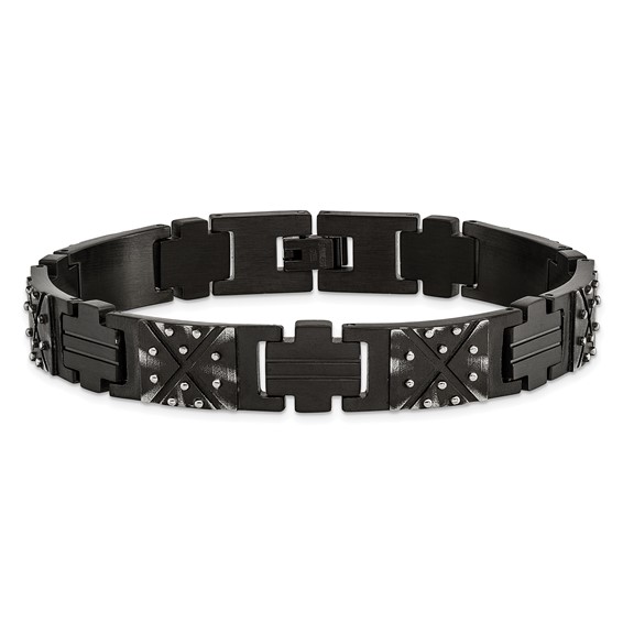 Chisel Stainless Steel Antiqued and Brushed Black IP-plated 9.25 inch Link Bracelet